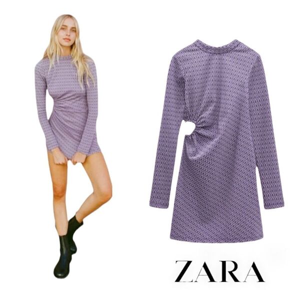ZARA | Lilac | JACQUARD  DRESS - Picture 1 of 16
